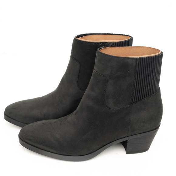Vionic -  Shantelle Black Waterproof Nubuck Leather Ankle Boots - Wide Width - Picture 8 of 14